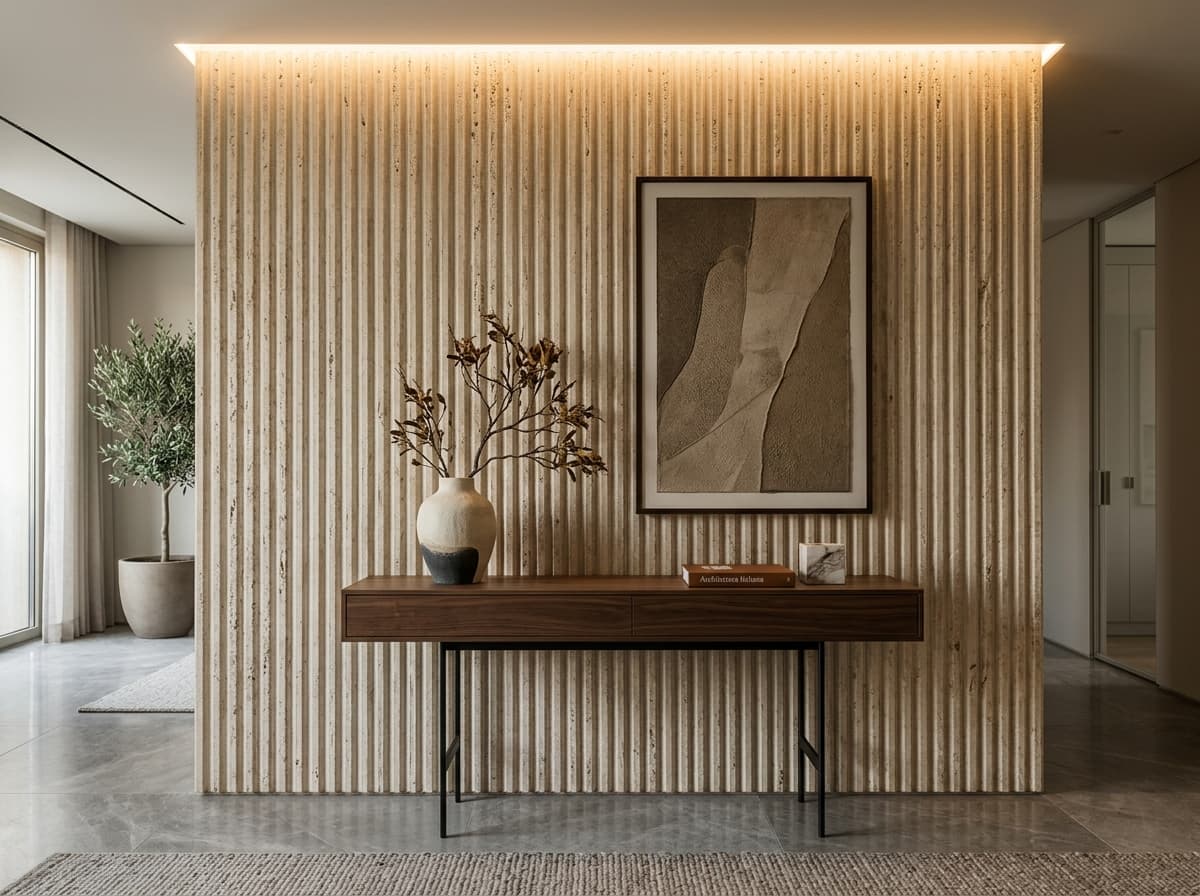3D Fluted Wall Custom - naturalny trawertyn z Turcji